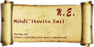 Mihálkovits Emil névjegykártya